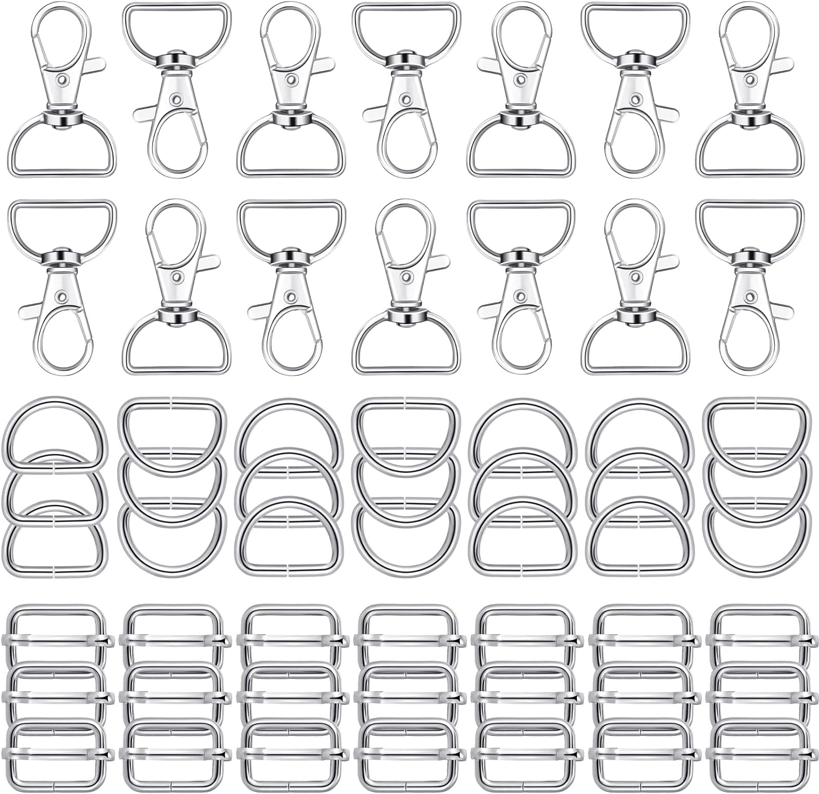 Hotop56 Pieces D Rings for Purse Bag Hardware Purse Hardware for Bag Making Buckles Craft (White,25 mm)
