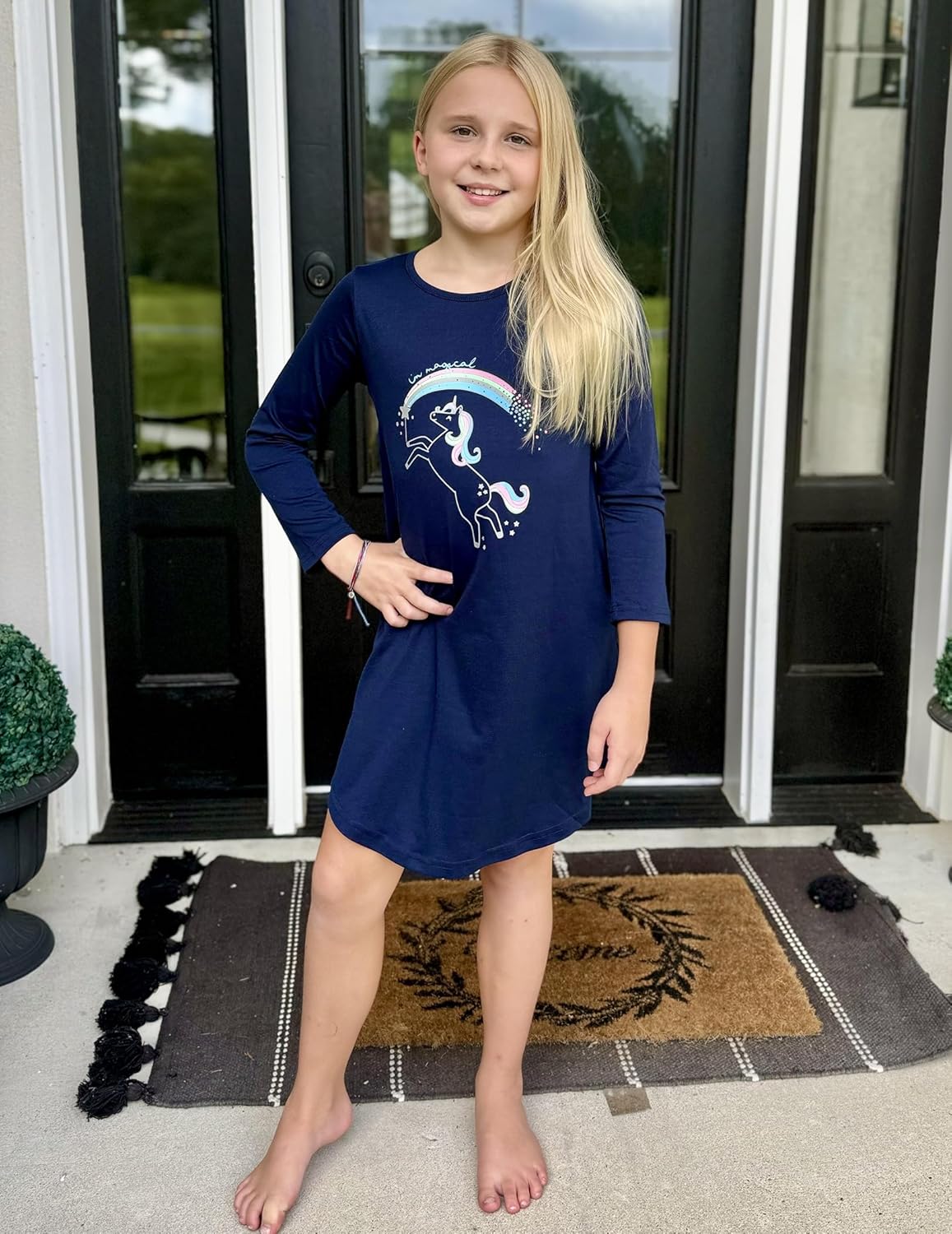 Arshiner Girls Nightgowns Long Sleeve Print Pajamas Nightdress for Kids Soft Sleep Wear Nighties - Image 5