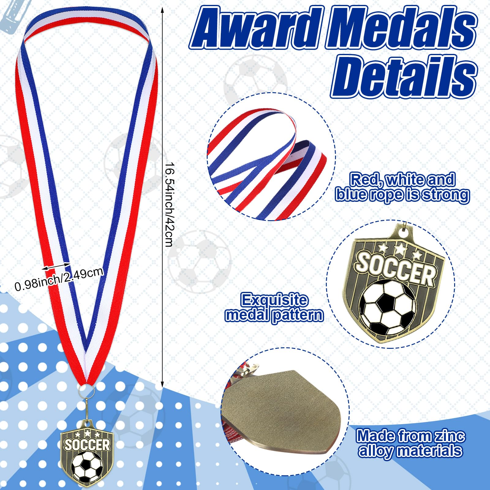 Tondiamo 24/48 Stück Auszeichnungsmedaillen mit Halsbändern, 5,1 cm Gewinner, Preis, Geschenk für Sport-Motto-Party, Gastgeschenke, Team-Turniere, Schulspiel