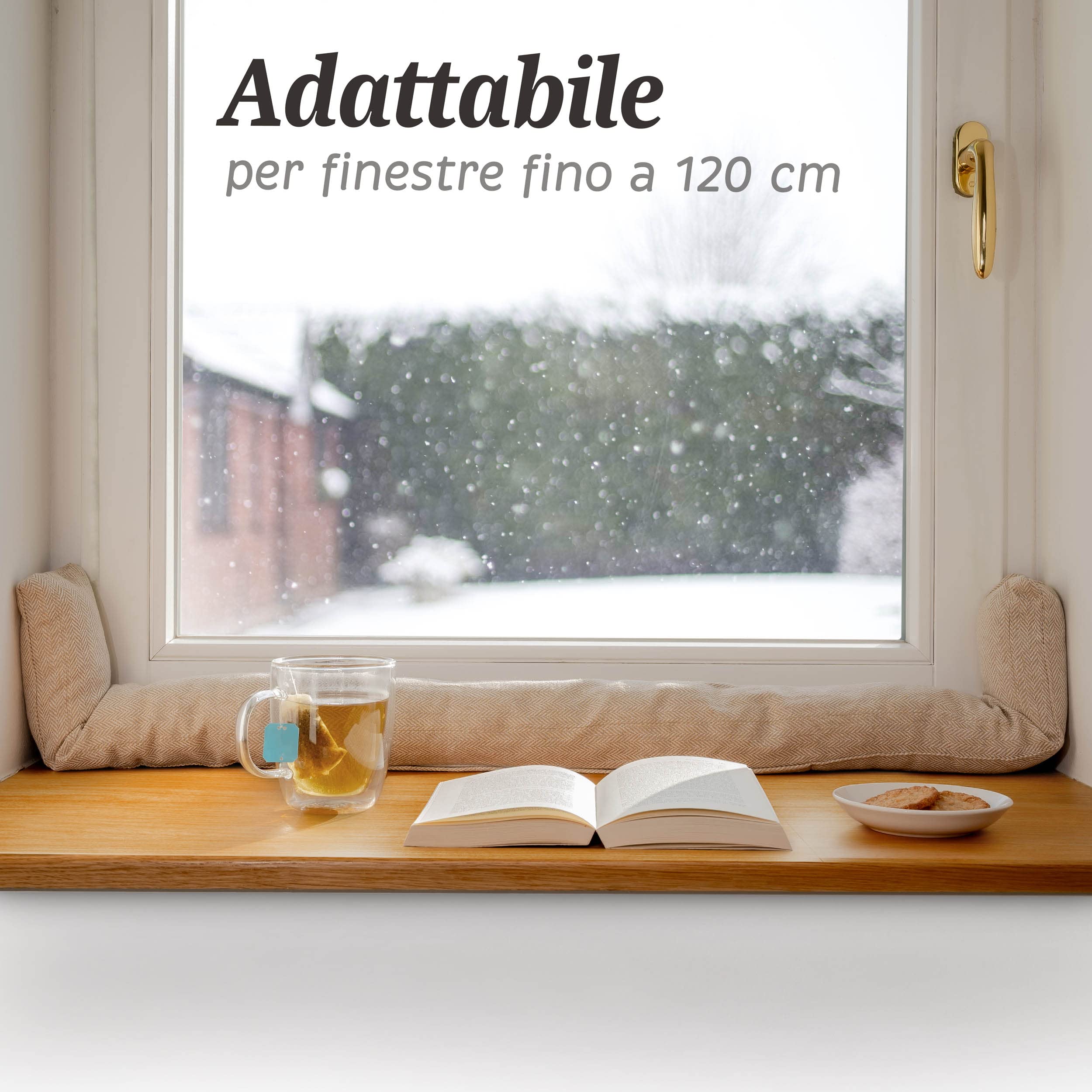 Praknu Paraspifferi Isolante per Porte e Finestre fino a 120 cm - Lavabile - Risparmio Energetico - Extra Lungo e Pesante - Beige