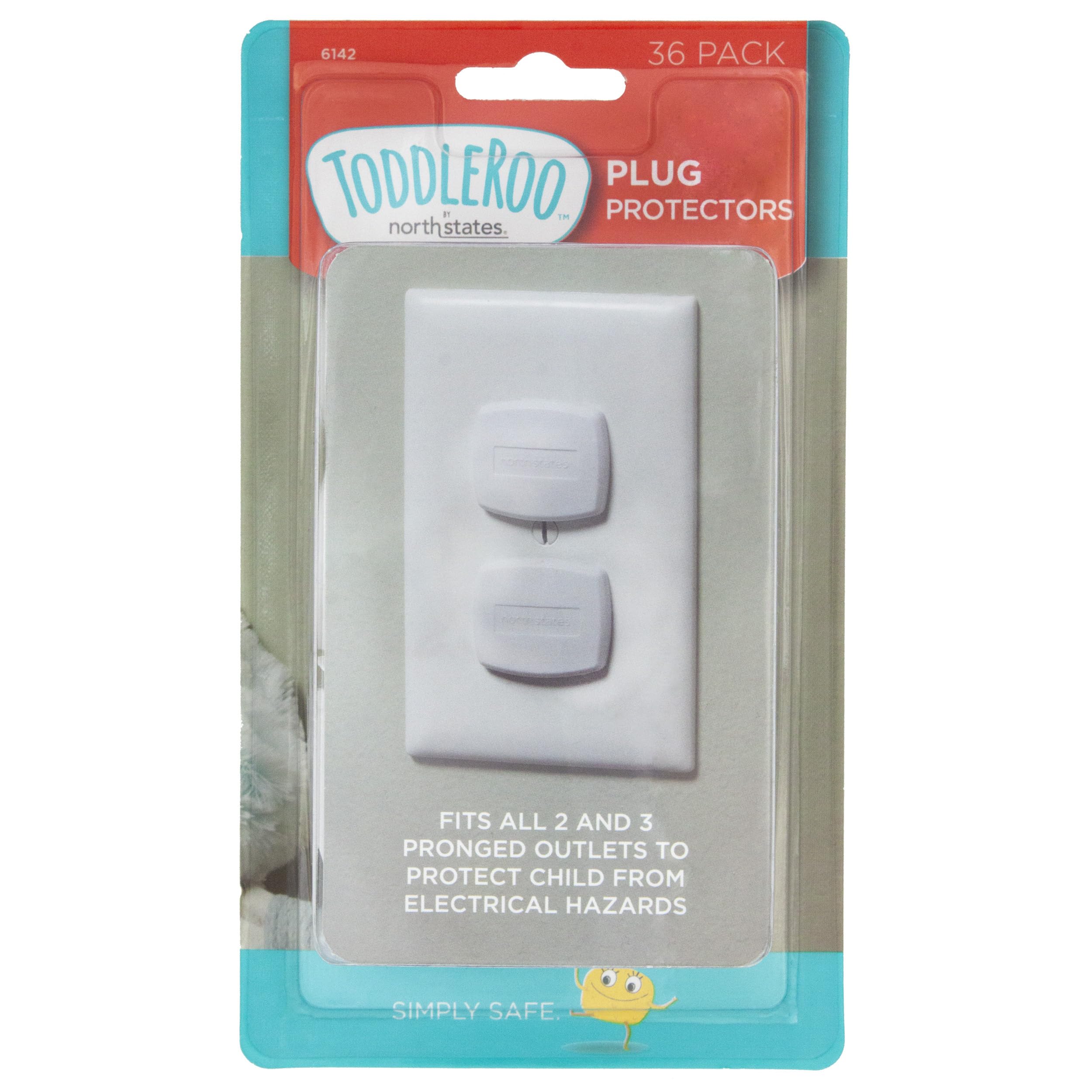 Toddleroo by North States - Protectores de enchufe para enchufes a prueba de bebés: fundas de enchufe a prueba de niños - Paquete de 36 - Blanco suave