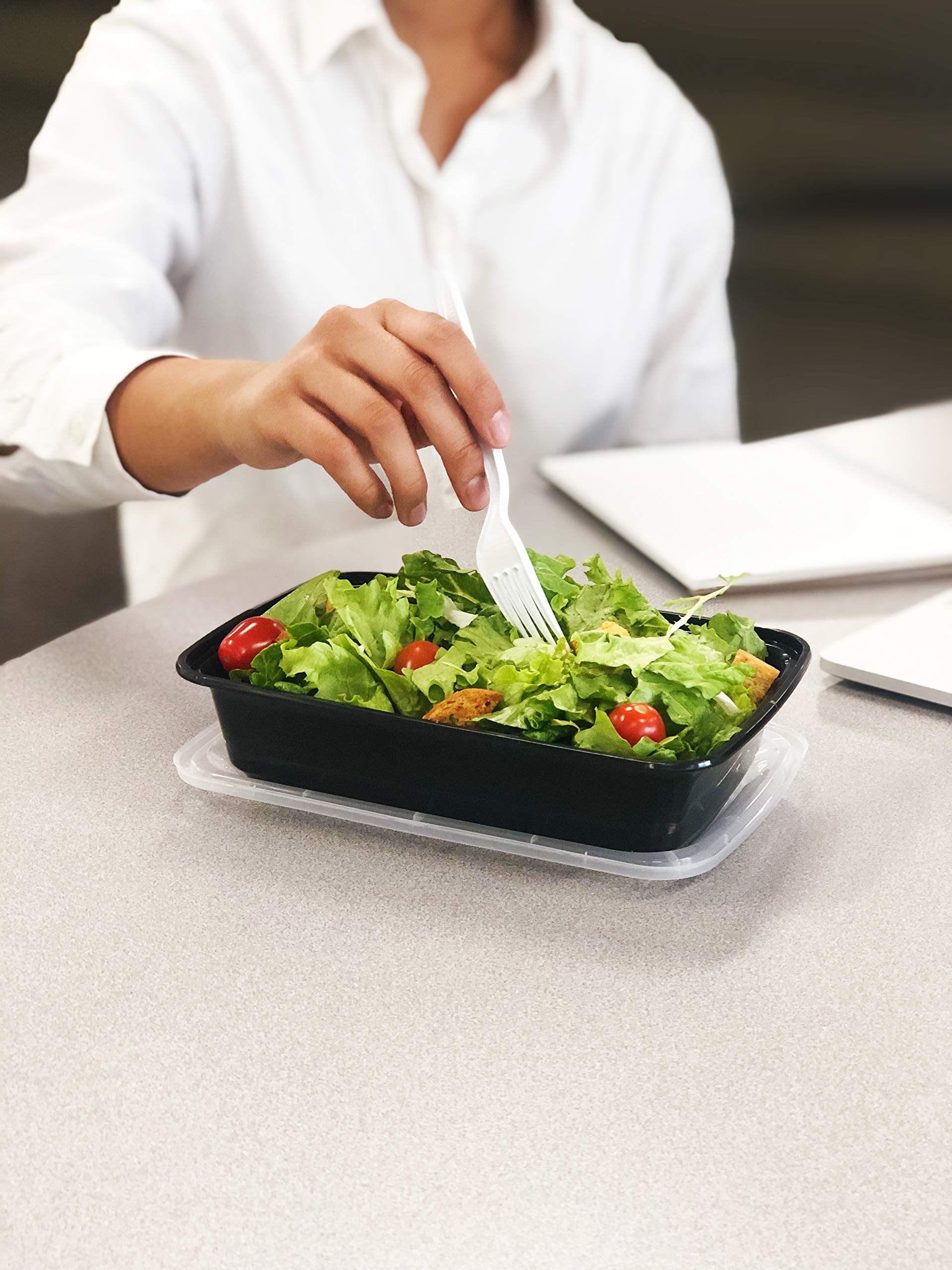 Reli. Recipientes para preparación de comidas, 28 onzas Contenedores de alimentos con tapas, para microondas, reutilizables, color negro, 50 unidades, 28 onzas