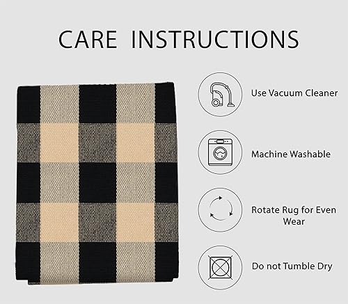 Miniatura 45 de IOHOUZE - Tapete a cuadros estilo búfalo de 5 x 8 pies para interiores y exteriores, lavable, para sala, tapete de bienvenida primavera-verano