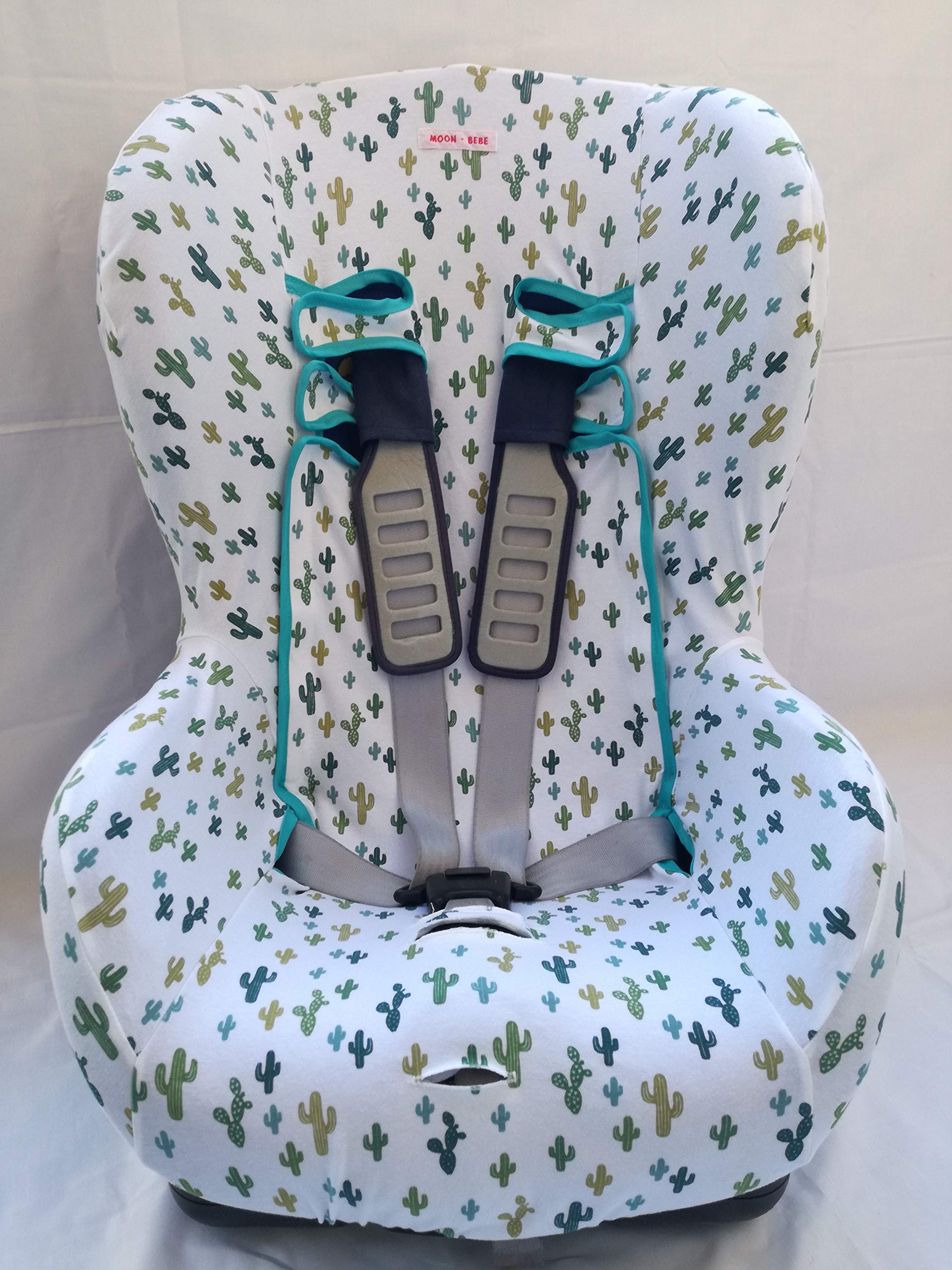 MOON-BEBE Housse universelle pour siège auto Groupe 1-2-3 WHITE (CACTUS VERT)