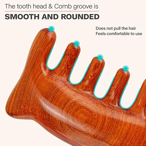 Miniatura 4 de nehzgnauh Meridians Massager for Scalp Facial Body Care and Acupoint Massage, Craftsman Hand Polished 100% Natural Log Crafts for Everyone (red