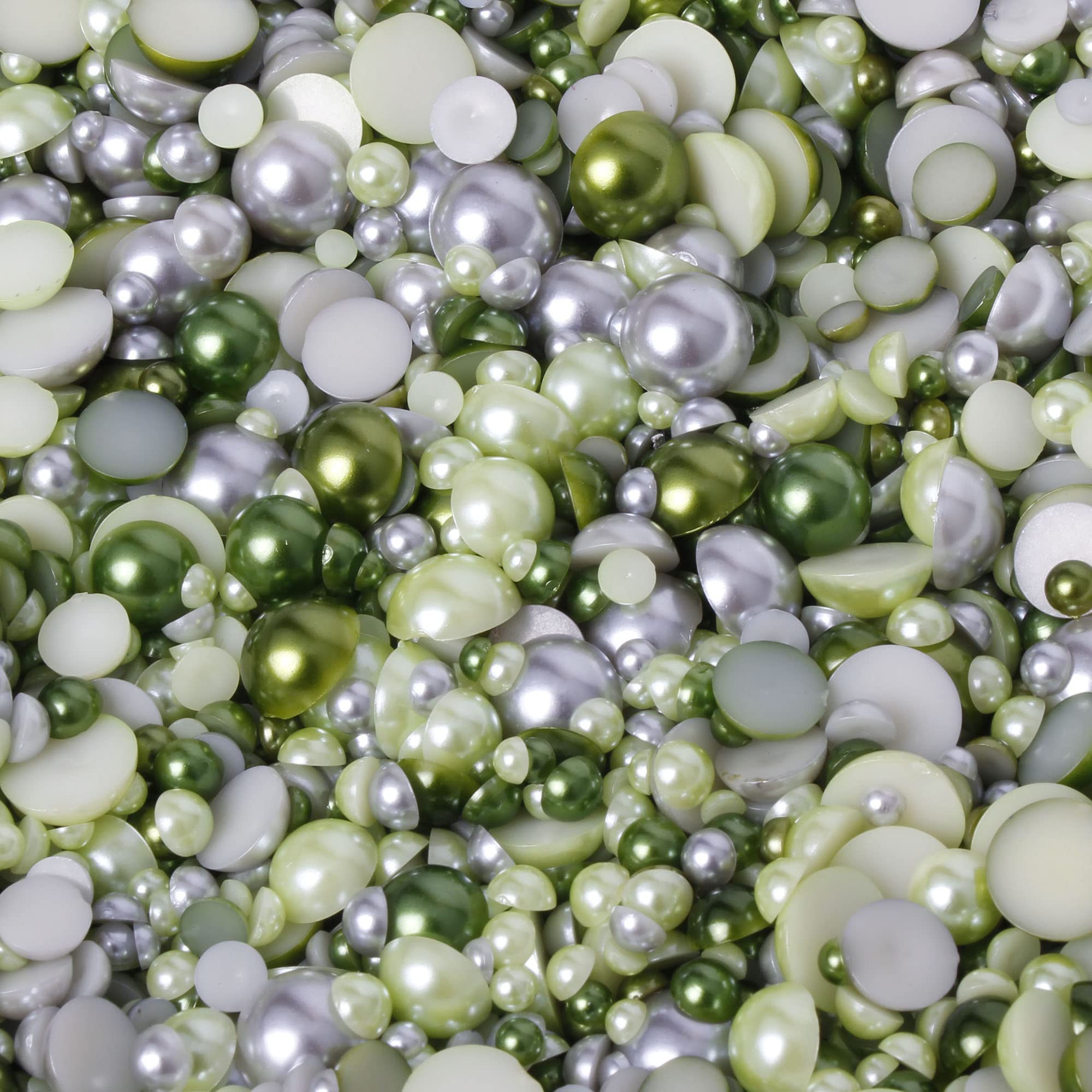 Bad Ass Beauty Forest 15G Mixed Colours Size Flat Back Pearls Cabochons Decoden 2Mm - 12Mm Bling (Forest)