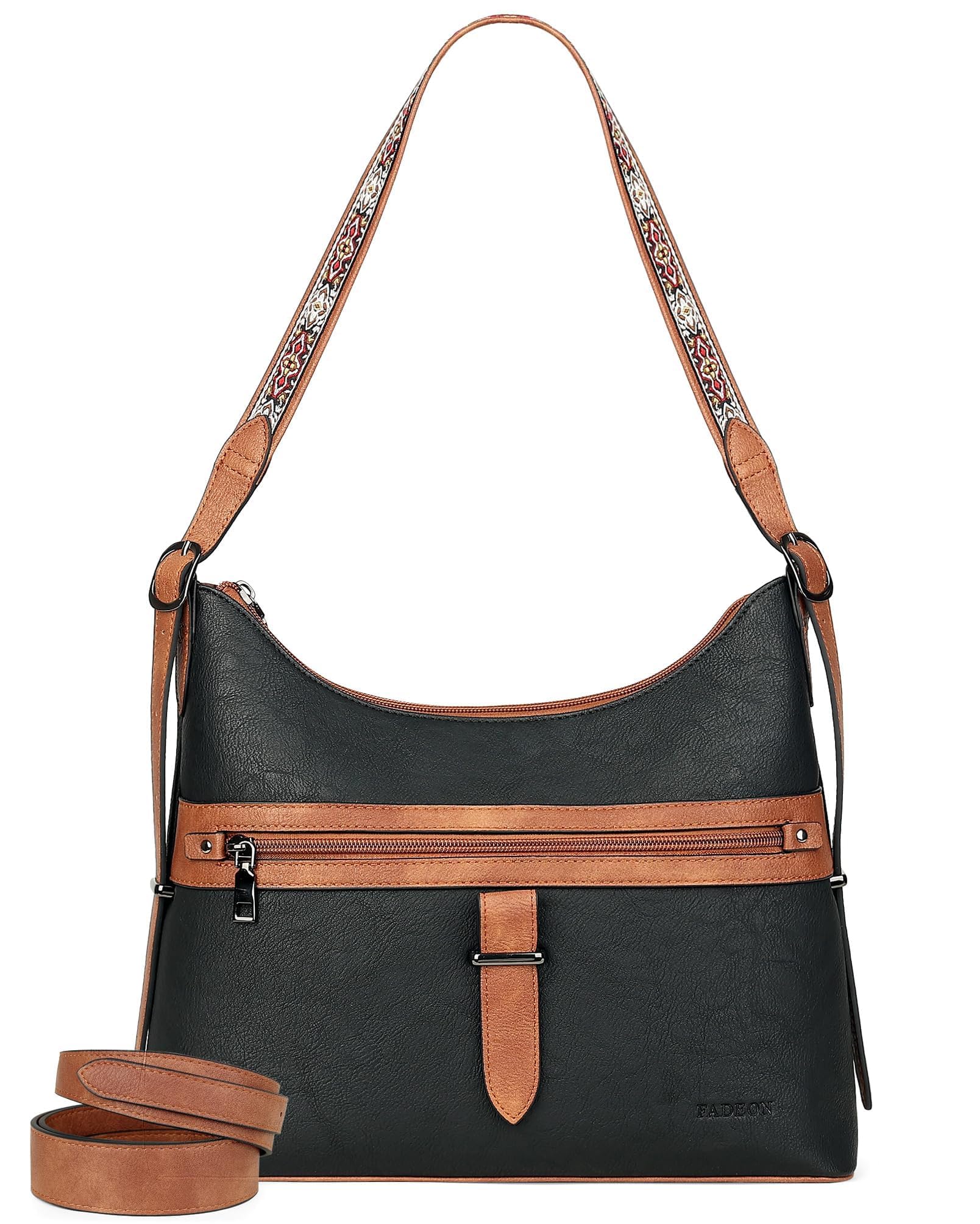 FADEON Womens Purses and Handbags, Designer Leather Crossbody Bags, Ladies Hobo Shoulder Bag with 2 Adjustable Strap