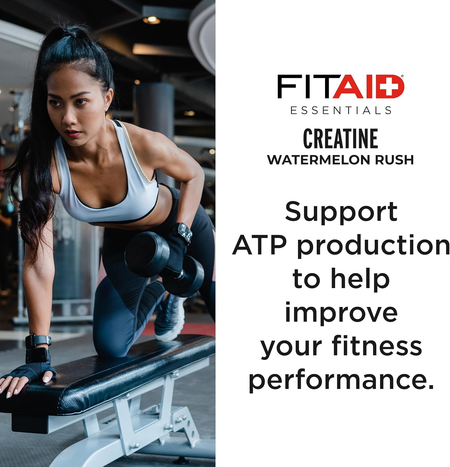 FITAID Creatine Monohydrate Powder, CreaPure, Watermelon Rush, ATP Production for Weightlifting, Cycling, Zero Sugar, Smooth-Mixing, Easy on Stomach, Resealable, 60 Servings - Image 2