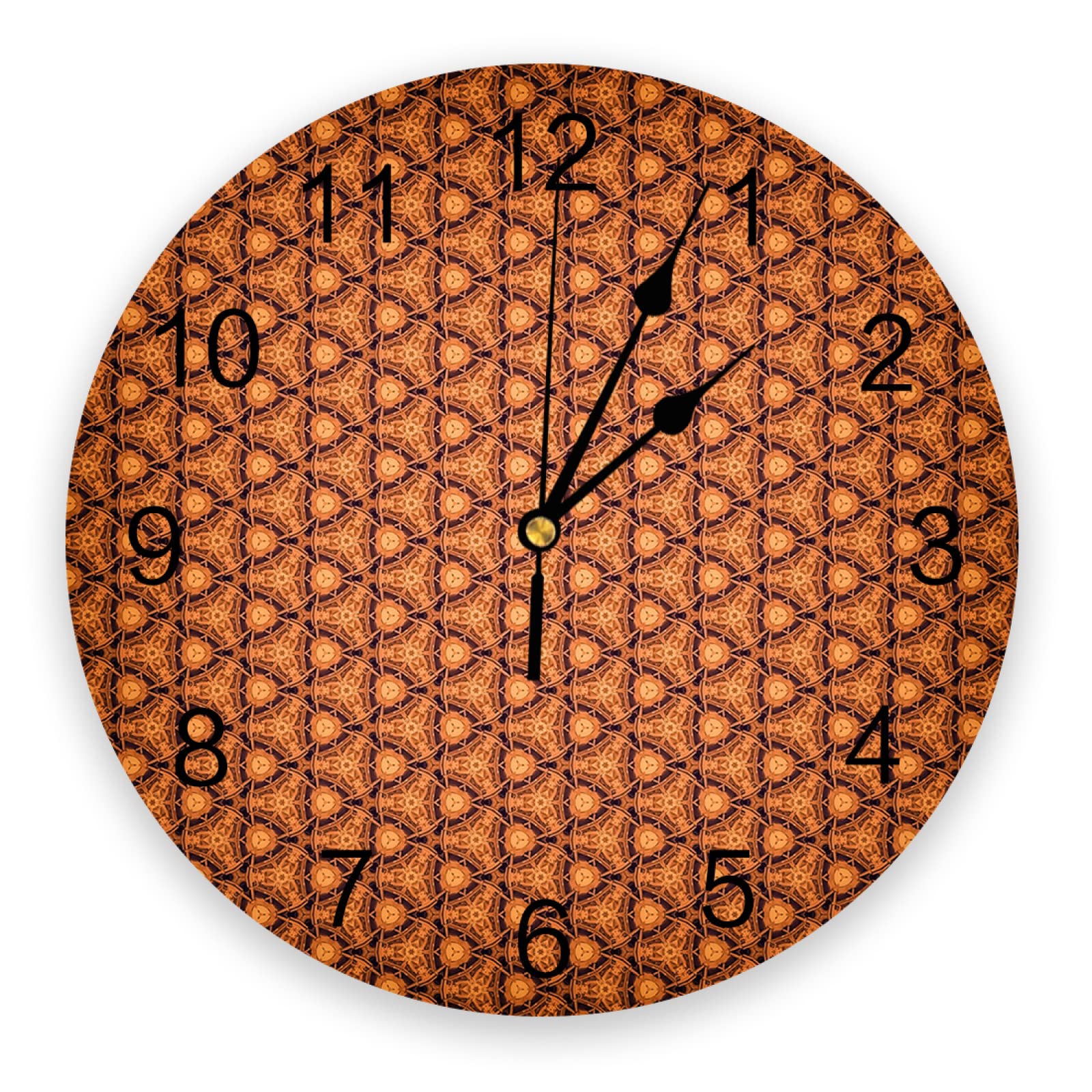Moroccan Geometric Checks Gradients Orange Modern Wall Clock For Home Office Decoration Living Room Decor Hanging Watch
