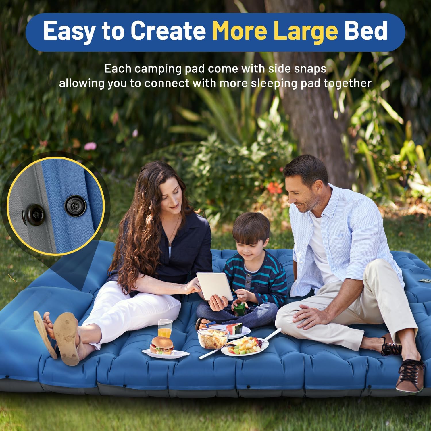 Camping Sleeping Pad, Extra Thick 6 Inch Camping Mat with Pillow Built-in Foot Pump Ultralight Inflatable Sleeping Pads Compact for Hiking Backpacking Camping Traveling Tent, Portable Sleeping Mat