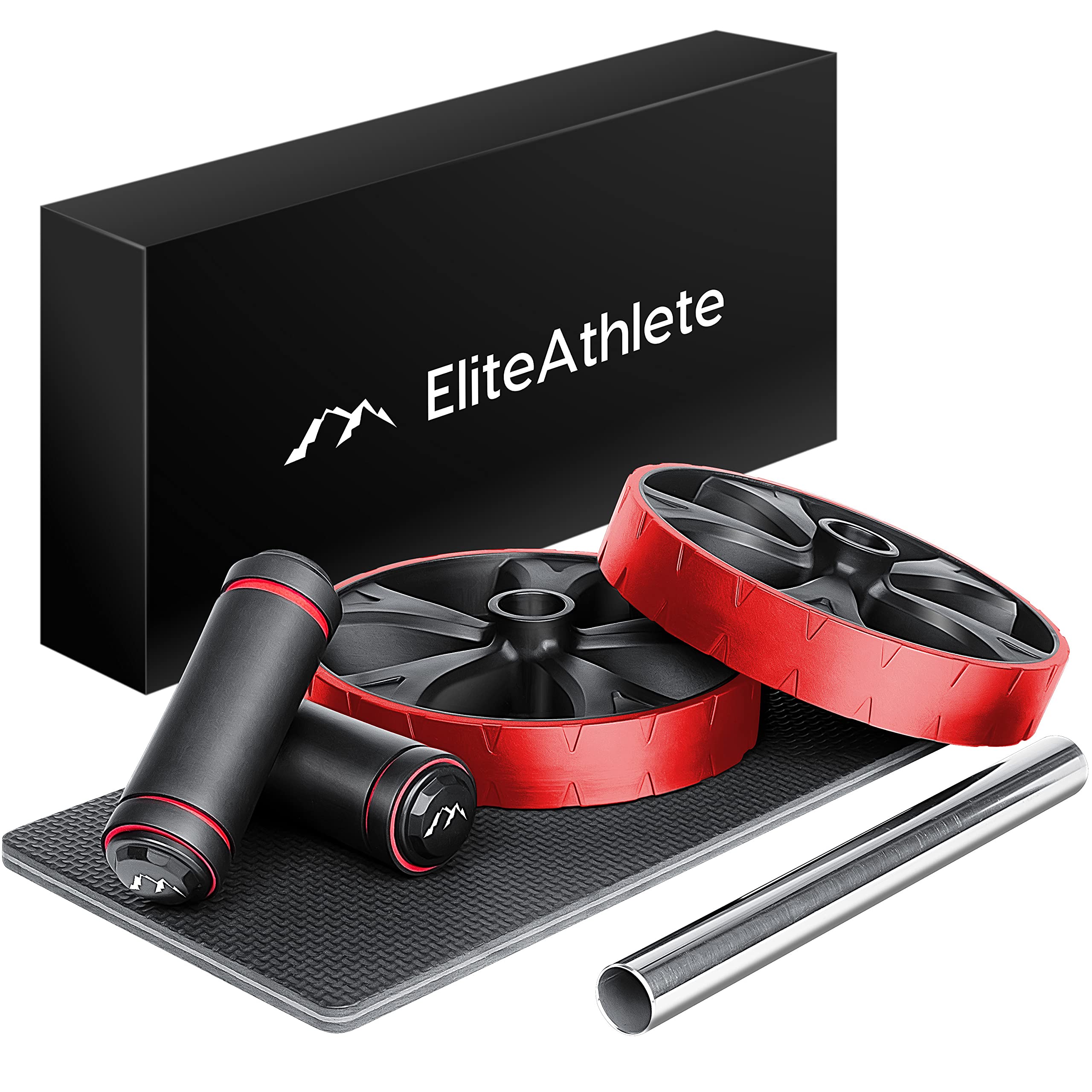 EliteAthlete Trenażer mięśni brzucha – trenażer brzucha w domu – trener brzucha i brzucha – AB Wheel Roller z wyściełaną matą na kolana