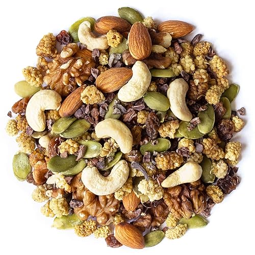 Miniatura 3 de Organic Snack Wise Trail Mix 1 libra mezcla cruda y sin OMG contiene puntas de cacao pasas almendras anacardos nueces moras semillas de calabaza