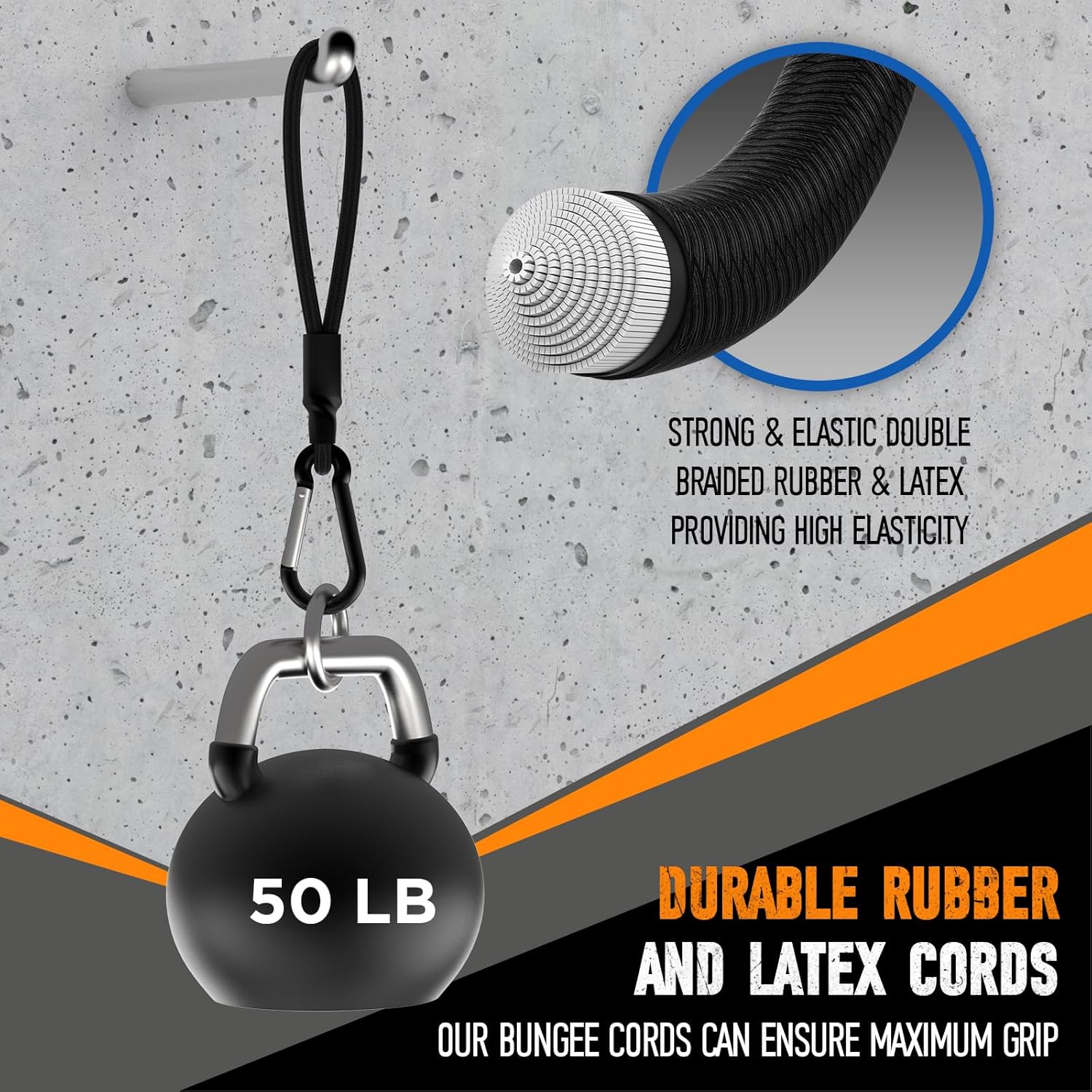 8.7" Bungee Cords with Hooks, Multi-Purpose High Tensile Rubber Elastic Outdoor Bungee Tie Downs Rope Straps with Aluminum Carabiner Hooks for Cargo, Bike, Luggage, Kayak, Carts, Truck (6 Pcs, Black)