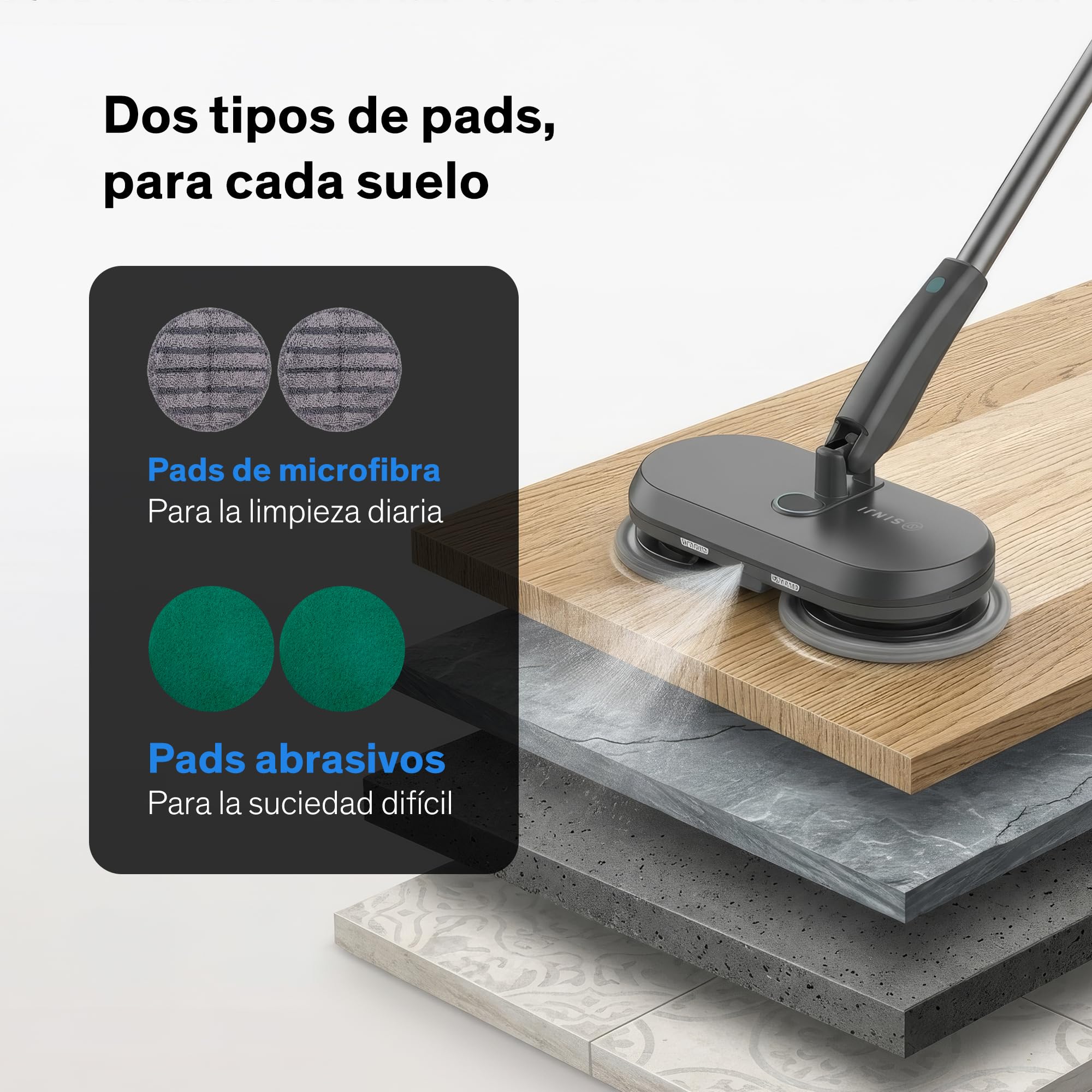 Sinji Mopa Eléctrica Inalámbrica con Pulverizador, Friegasuelos a Batería