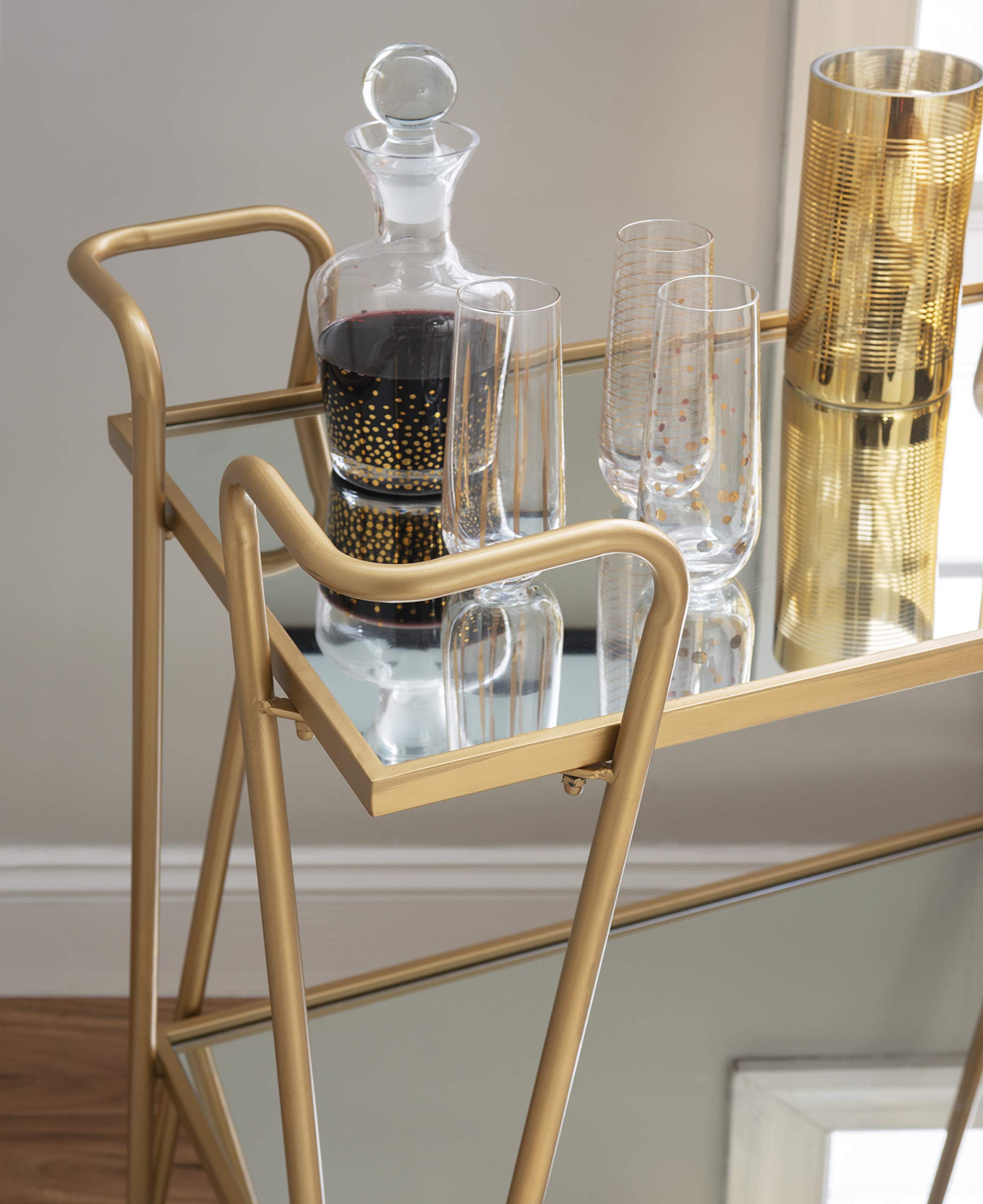 Linon Gina Mid-Century Barwagen, goldfarben