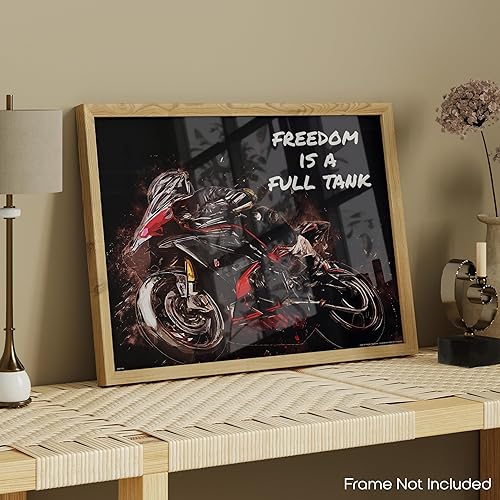 Miniatura 5 de Inspirational Wall Art Co. - La libertad es un tanque completo - Sportbike Honda Motocicleta Retro Shop Garage Biker Regalo Motivación Citas Pósters