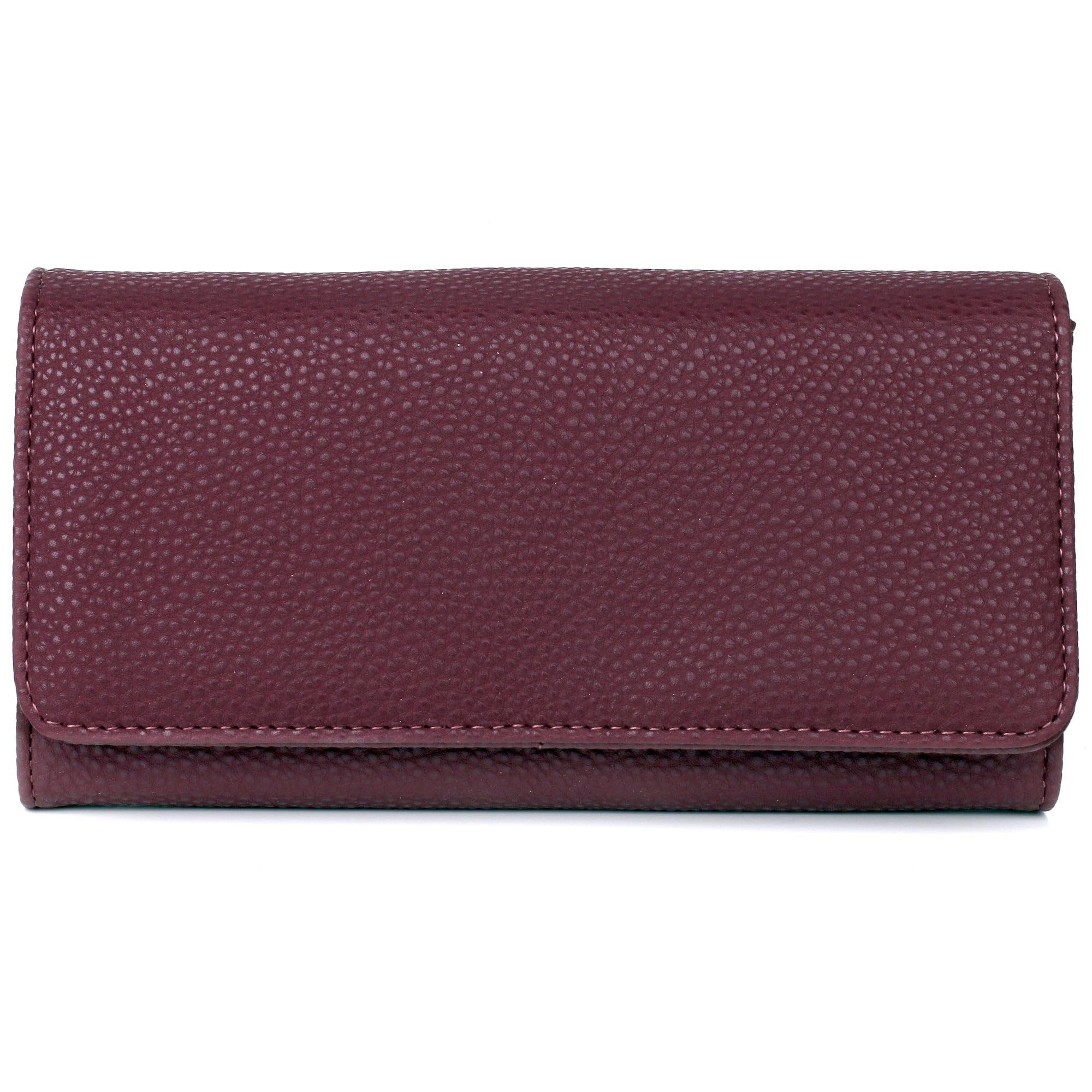 Julia Buxton Solid Pebble Vegan Leather Bianca, Merlot