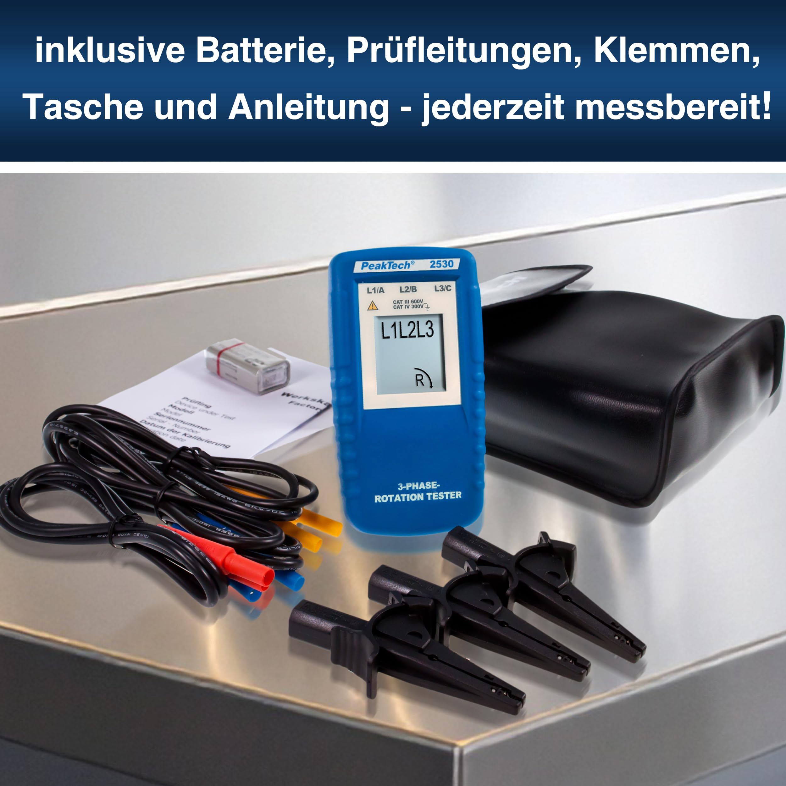 PeakTech P 2530, 3-Phasen-Drehrichtungsanzeiger