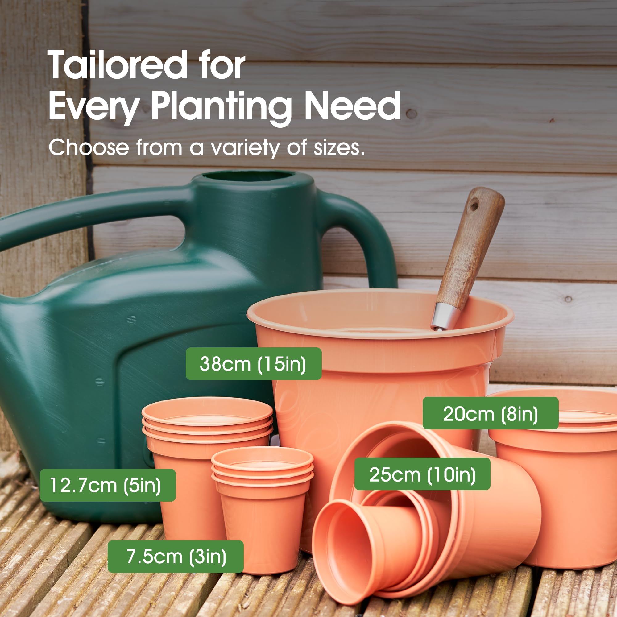 Whitefurze - Basic Plant Pots - Indoor Plant Pots - Flower Pots for Small Plants, Cuttings & Seedlings - Durable Polypropylene Plant Pots for Indoor & Outdoor Use, 15cm Diameter - Set of 3 — view 4