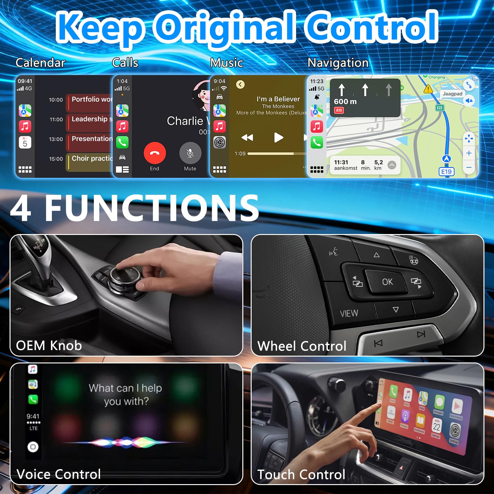 CarPlay Wireless Adapter, Mini kabelloser Car Play Adapter für iPhone, Upgrade Mini Wireless Adapter für CarPlay & Android Auto, Plug und Play Apple Carplay Box, Geeignet für Autos ab Baujahr 2015