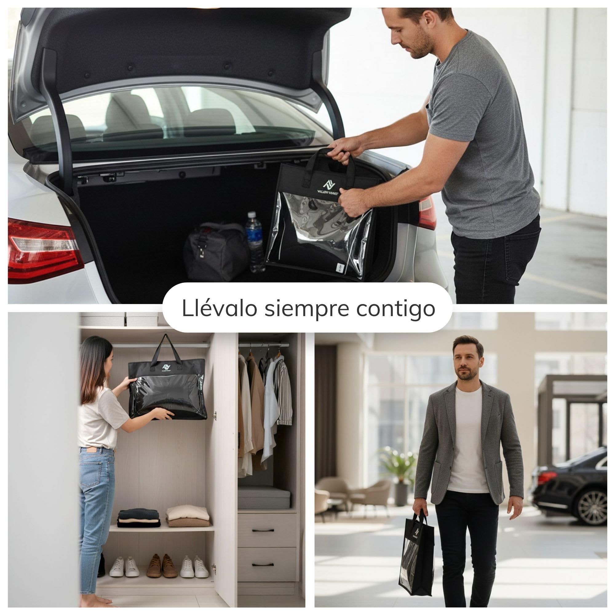 Cojín Lumbar Ergonómico Viscoelástica Alta Densidad D50 con Bolsa – Soporte Anatómico para Espalda y Cervicales – Correas de Sujeción Ajustables y Base Antideslizante – Oficina, Coche o Sofá – Negro