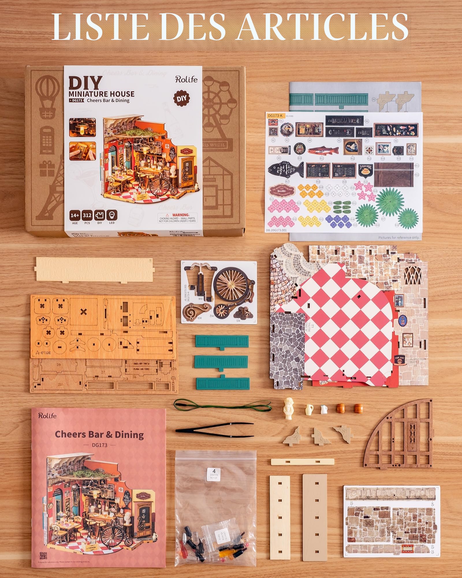 Rolife Kit DIY Maison Miniature Cheers Bar Kits de Modélisme pour Adultes à Construire Maison de Poupée Miniature Décoration d'Intérieur Cadeau d'anniversaire