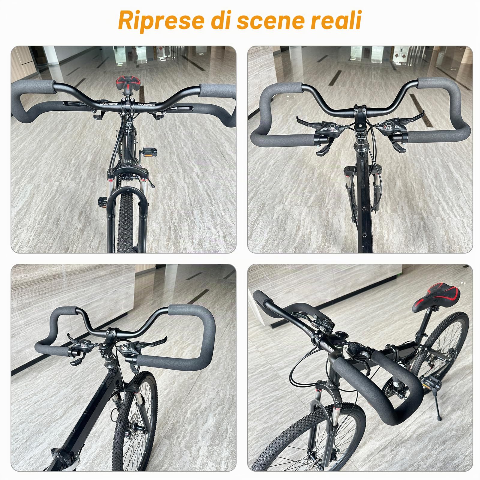 UPANBIKE Manubrio a farfalla per bicicletta, in lega di alluminio, ampio, tridimensionale, con copertura in spugna, per mountain bike e bici da strada (31,8 mm x 620 mm)
