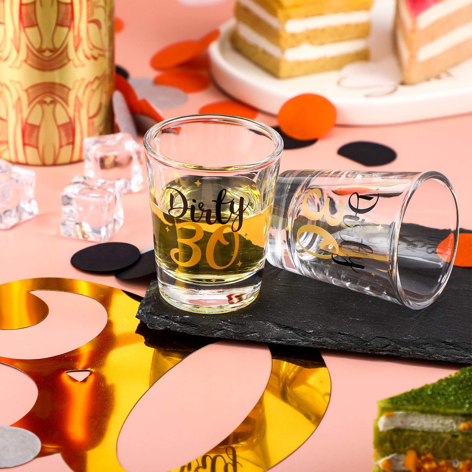 Amazon.com | Patelai 2 Pieces Dirty 30 Shot Glass 2oz Black and Gold Funny 30th  Birthday Party Wine Glasses for Women and Men Present Celebrate Happy  Thirty birthday Decoration: Shot Glasses