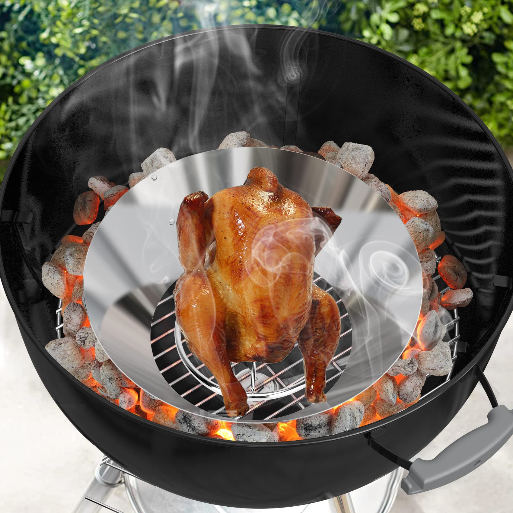 Soporte de Briquet de Carbón de Acero Inoxidable Barbacoa Whirlpool para Weber 26 Kettle Charcoal Grills 6