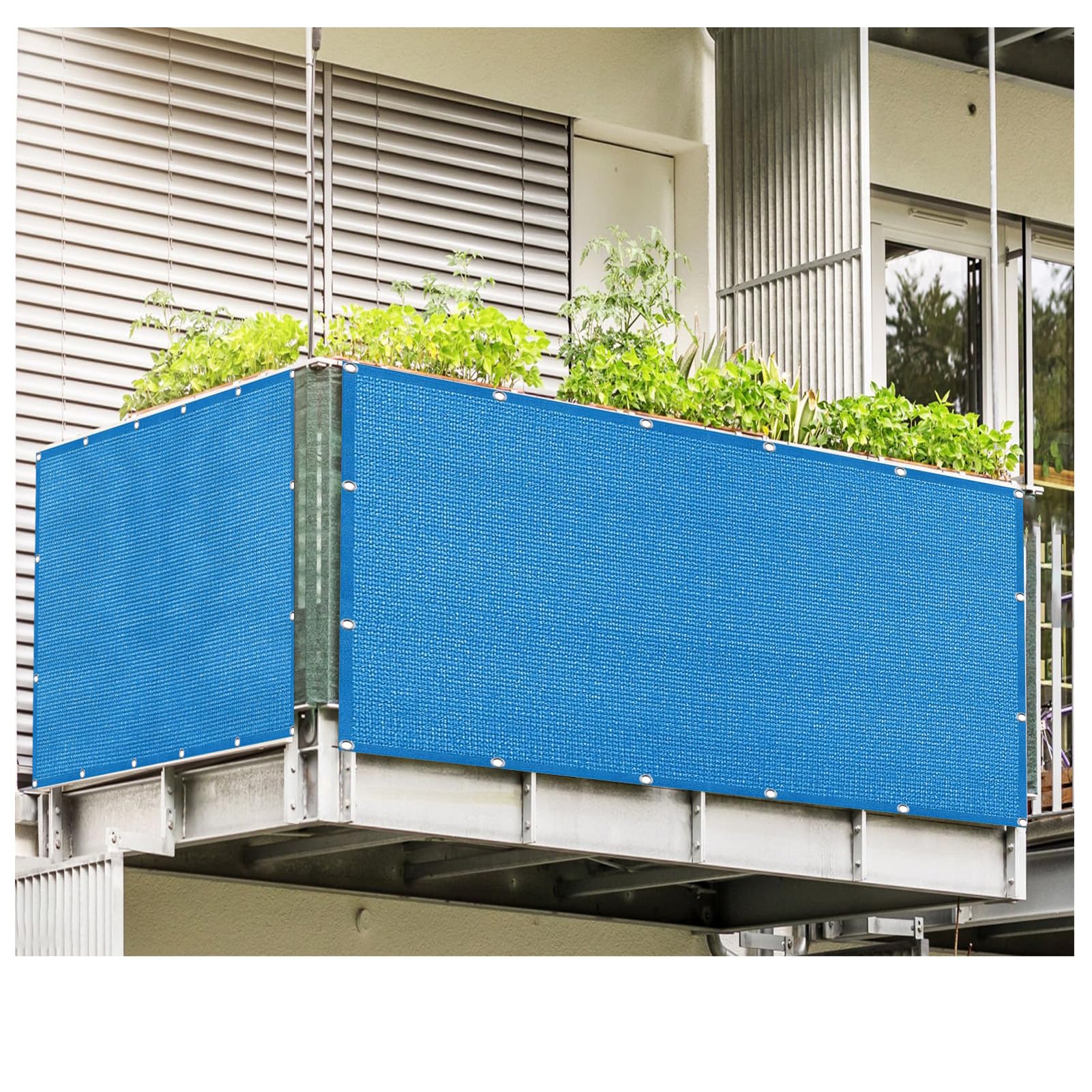 Bâche de protection UV contre la chaleur pour balcon et animaux bleu 3,5x4,4 m