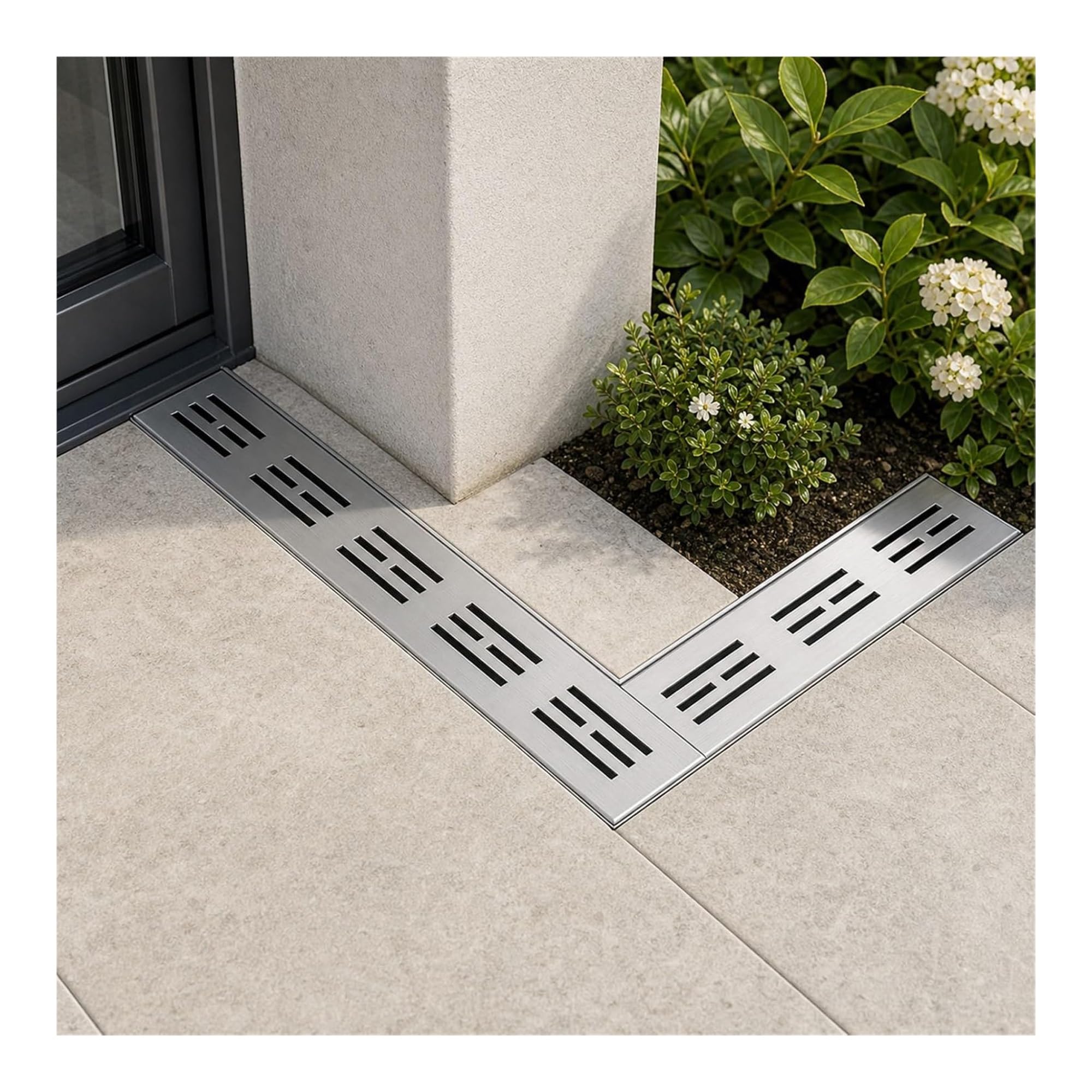 QWEASDF Canaleta de desagüe de acero inoxidable, desagüe de suelo | Con Rejilla de Acero Inoxidable Extraíble,Kit con Rejillas para Jardín Garaje Cocina，Personalizable