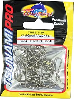 Tsunami Fishing SS Round Bend Snap - Size 4 50lb Test TRBS-4-20