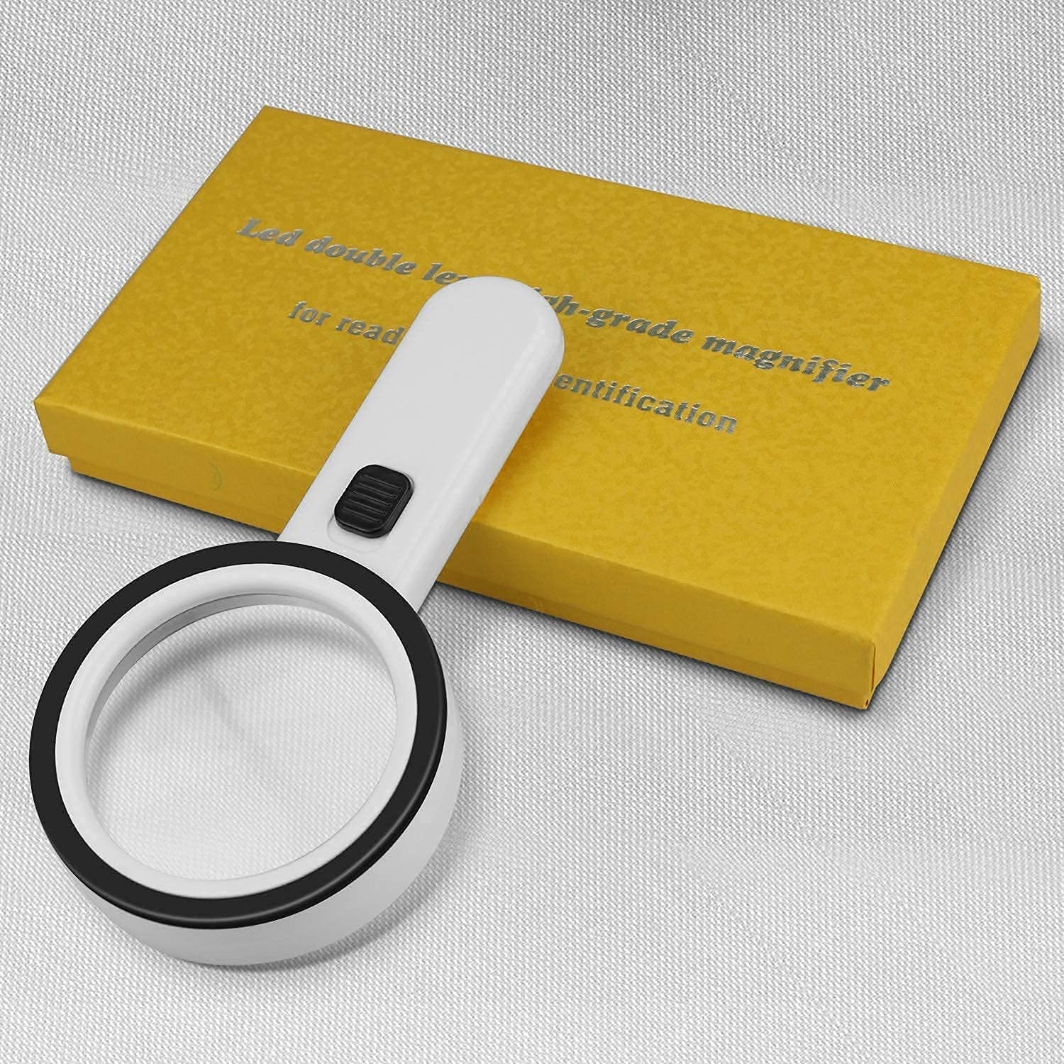 YSJNGF Lupa Lupa de Mano con 12 Luces LED, Lupa iluminada de Alta claridad de Doble Vidrio 30X para Pasatiempos, Lectura, Manualidades, filatelia, Monedas, Joyas, inspección de luz
