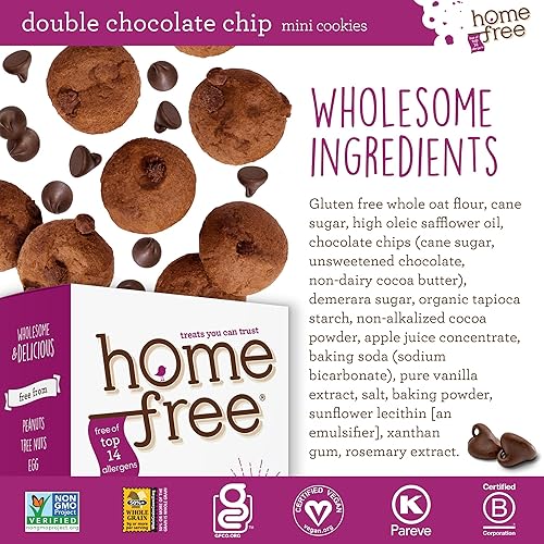 Miniatura 2 de Homefree Mini caja doble de galletas con chispas de chocolate, sin gluten, sin nueces, vegano, seguro para la escuela y apto para alérgicos, caja de