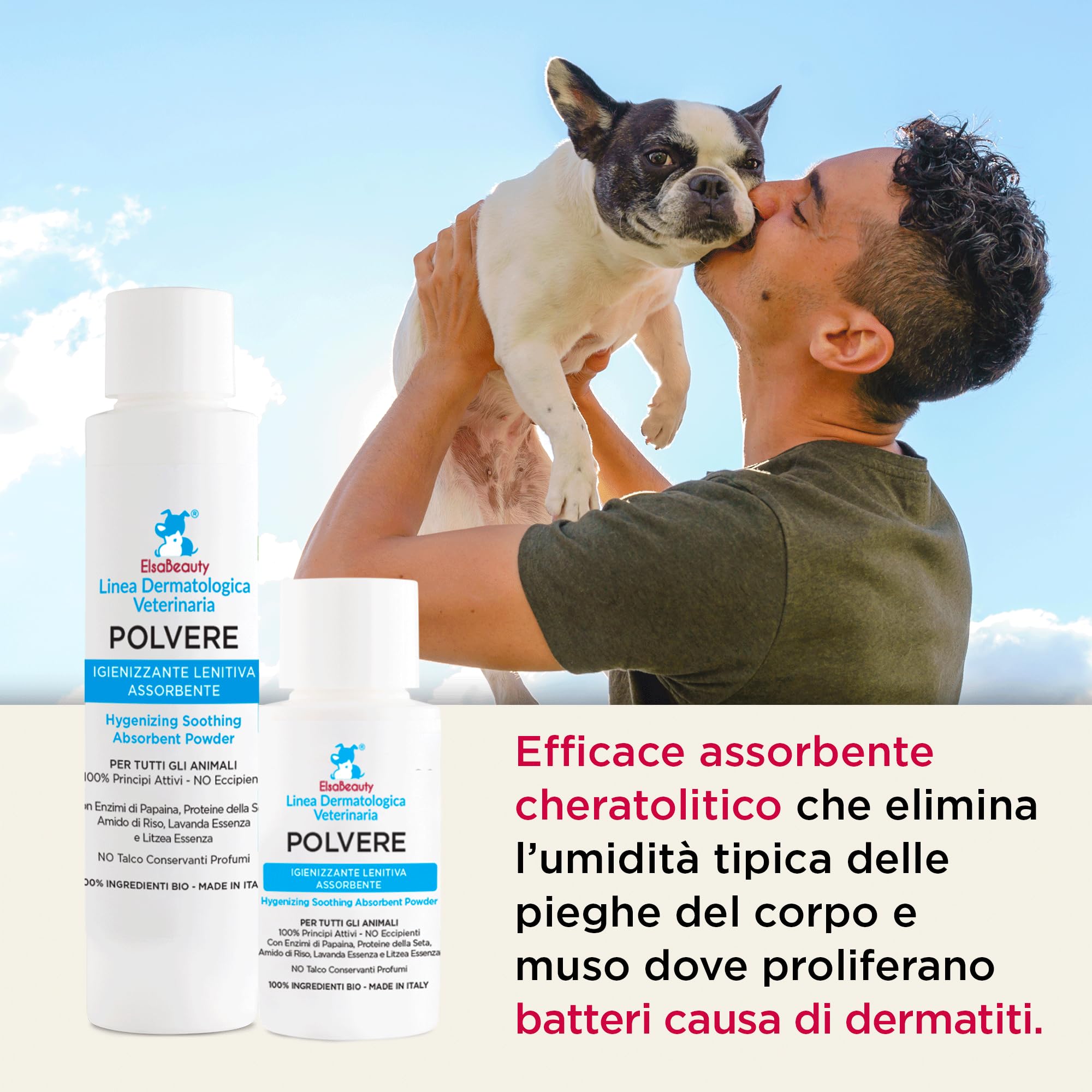 Polvere Igienizzante Lenitiva Assorbente per Cani e Gatti, Pieghe Cutanee, Prurito e Hot Spot (20 g)