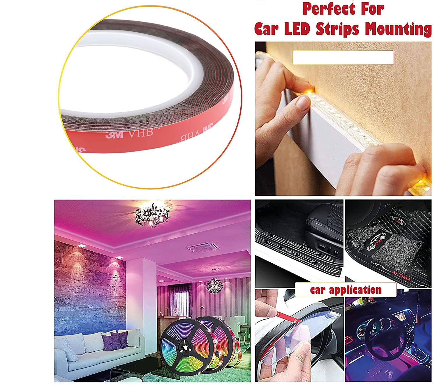 3M VHB Ruban adhésif double face extra fort en mousse acrylique résistant eau haute température 10 mm x 11 m