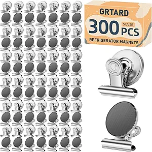 Grtard 300pack Magnetic Clips Heavy Duty, Magnet Clips for Fridge, Refrigerator Magnets, Scratch Free Magnets with Clip, Strong Magnetic Clip for Whiteboard, Refrigerator, Locker, Classroom