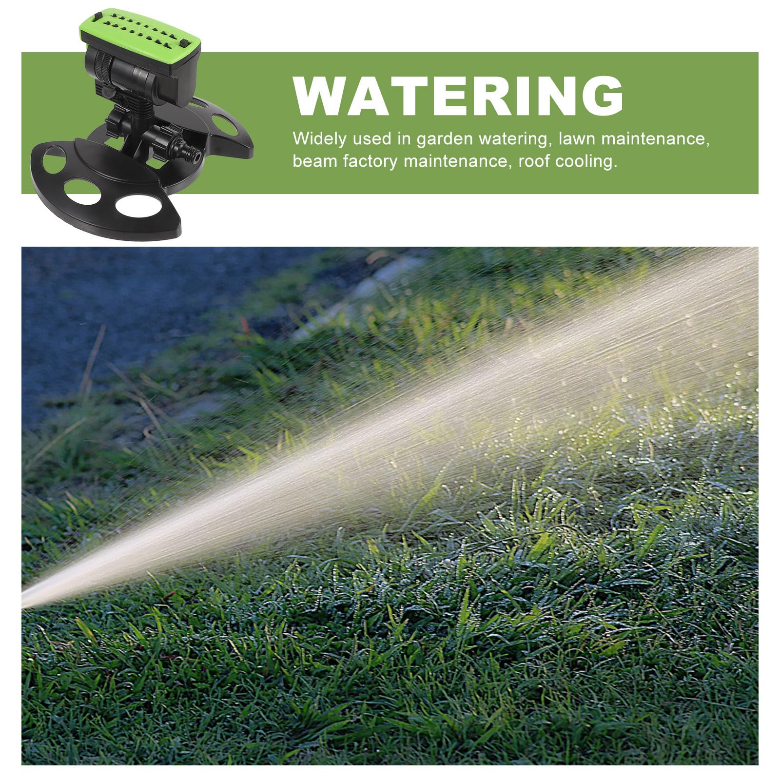 Irrigatore Oscillante Automatico per Giardino 16 Fori, Plastico Resistente, Flusso D'acqua Regolabile per Irrigazione Estesa e Manutenzione del Prato