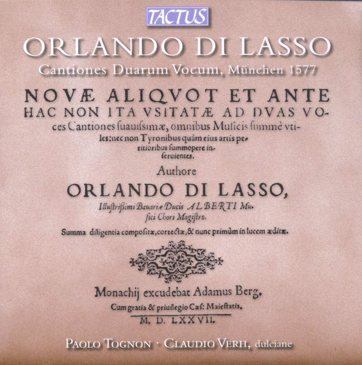 Orlando di Lasso: Cantiones Duarum Vocum, Munich 1577