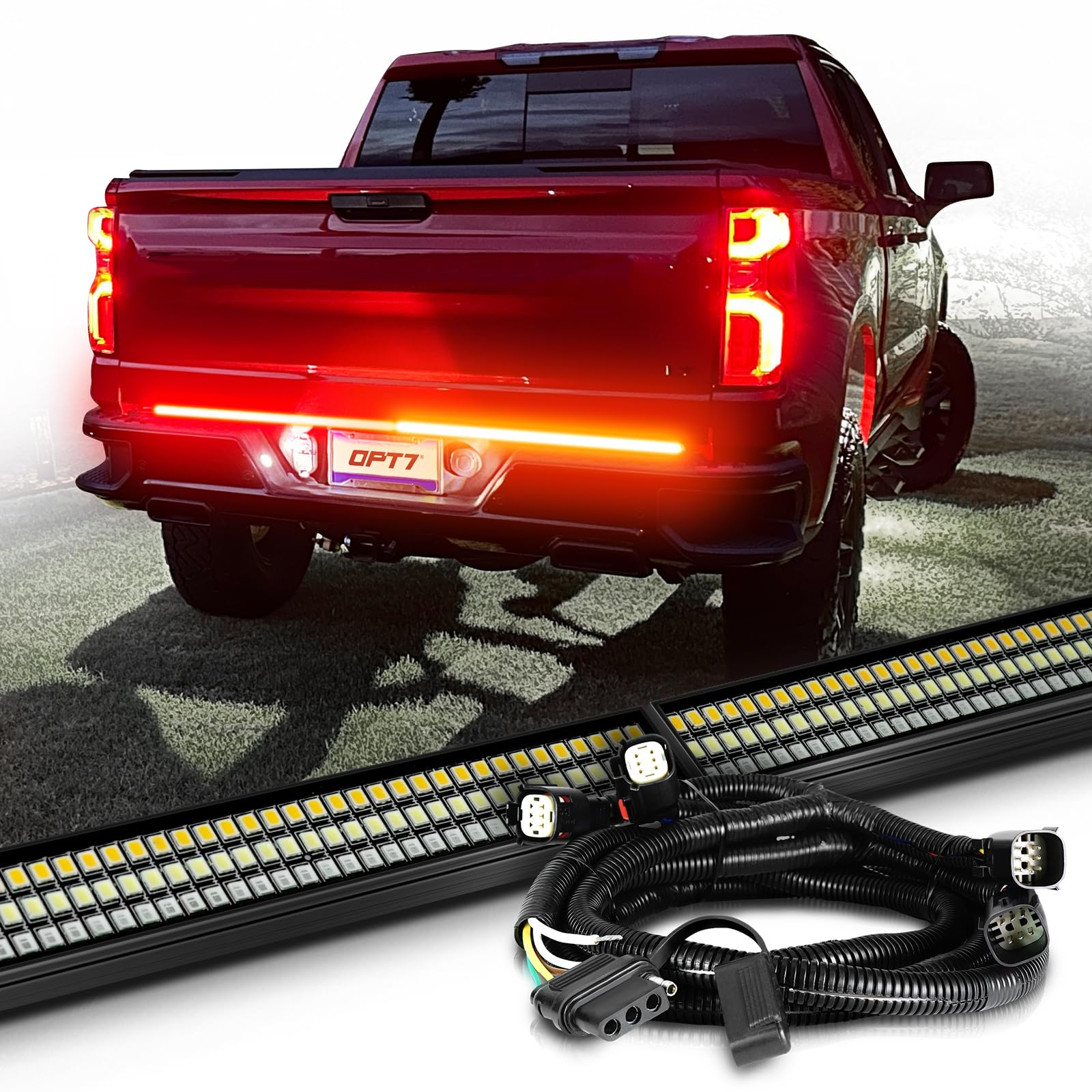 OPT7 Dynamic Taillight for Chevy Silverado GMC Sierra 1500 2019-2021 Redline 60 Aluminum Rigid 2-Section Triple Row LED