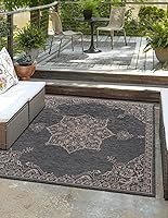 Vista 47 de Unique Loom Outdoor Traditional Collection - Alfombra de área, estilo antiguo (2' 7" x 10' Corredor, Gris carbón/Natural)