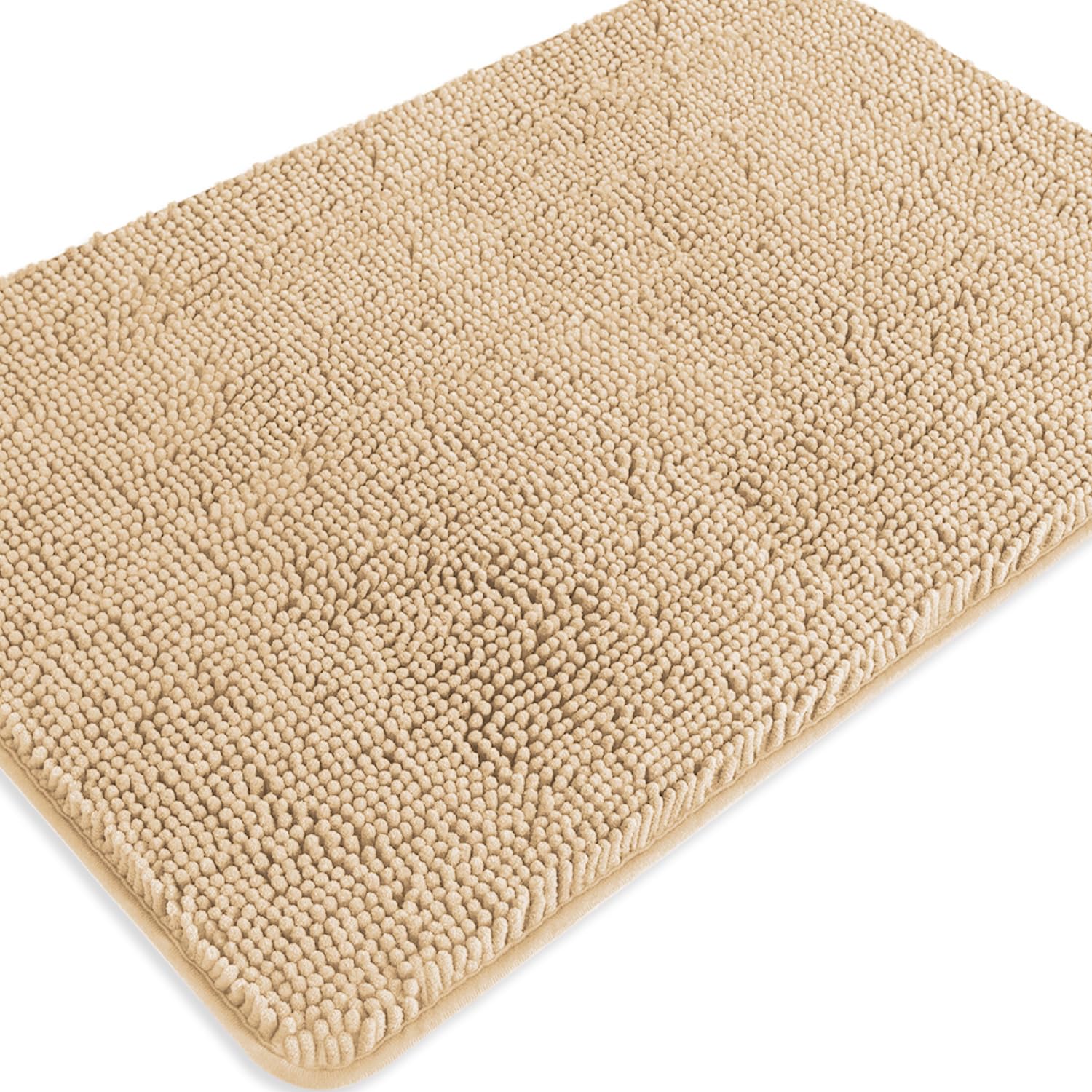 PureSwan Ivory Cream Bathroom Rugs – Absorbent and Washable Bath Mat, Non-Slip, Thick Soft Chenille Bath Rugs for Bathroom Floor, Shower, Sink - 24" x