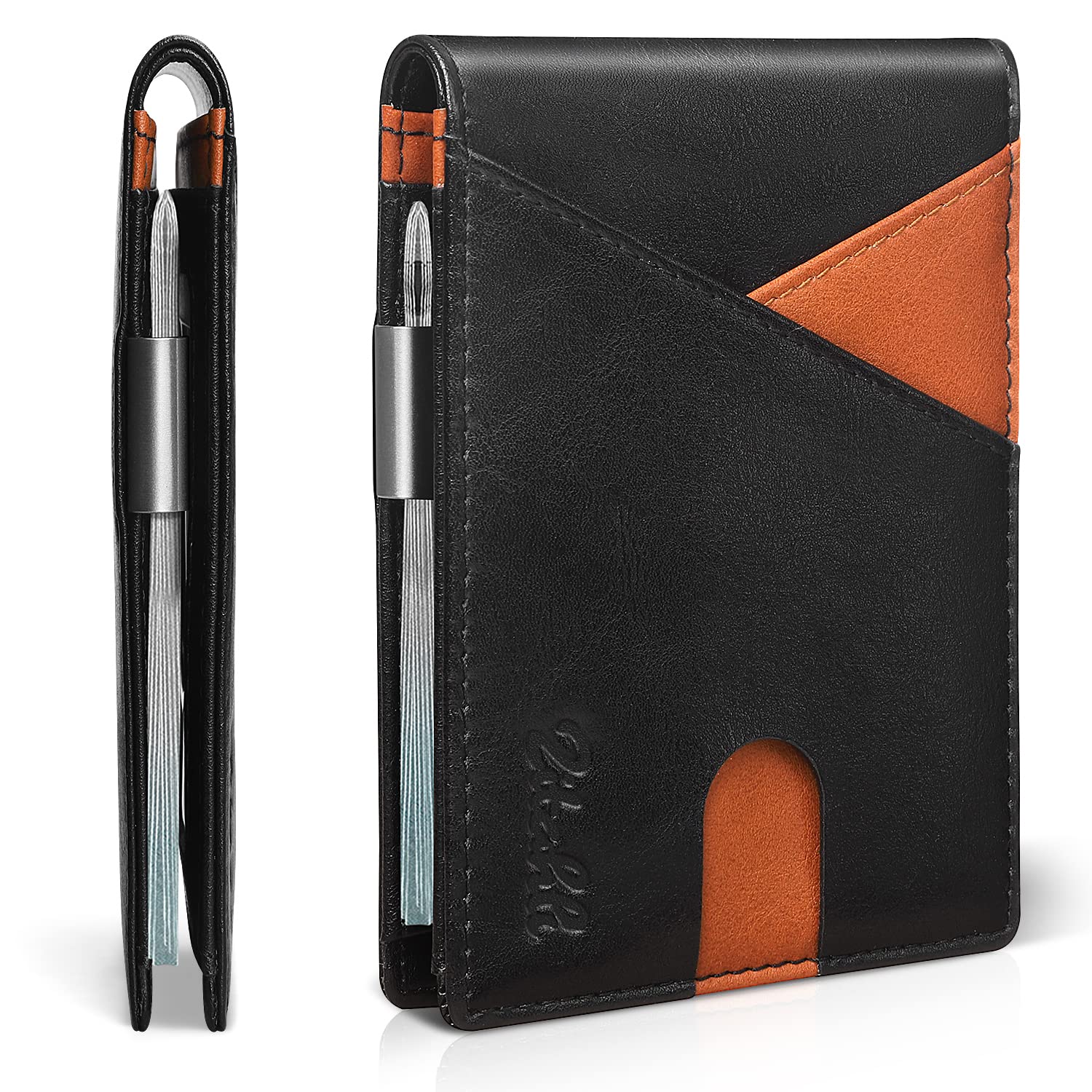 Zitahli Slim Wallet for Men,RFID Blocking Leather Bifold with Money Clip | Minimalist Front Pocket Design, Holds 12 Cards, RFID Protection, Gifts for Men on Birthdays, Father’s Day, and Christmas
