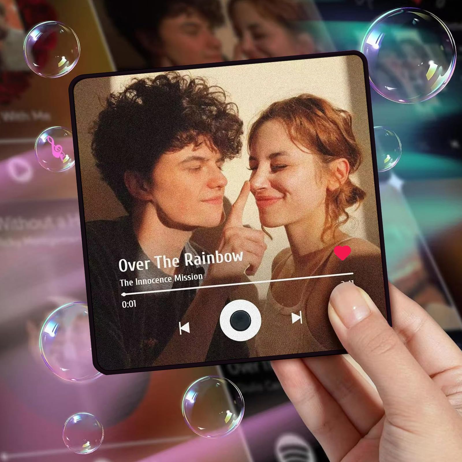Personalizado Imán de Refrigerador Música,Nevera Musical Reproductor Foto Portada del,Álbum Puede Reproducir Canciones para Amantes Música Amigo Familia San Valentín Cumpleaños Regalo (B-Sin Marco)