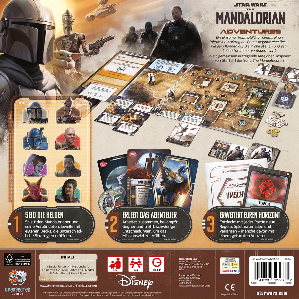 Asmodee The Mandalorian: Adventures, Kennerspiel, Strategiespiel, 1-4 Spieler, ab 12+ Jahren, 30-60 Minuten, Deutsch, Mehrfarbig, Bunt