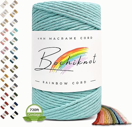BOCHIKNOT Cuerda de macramé de 0.118 in Cuerda de algodón para macramé Cuerda de algodón para macramé de 0.118 pulgadas 0.118 pulgadas, 0.115