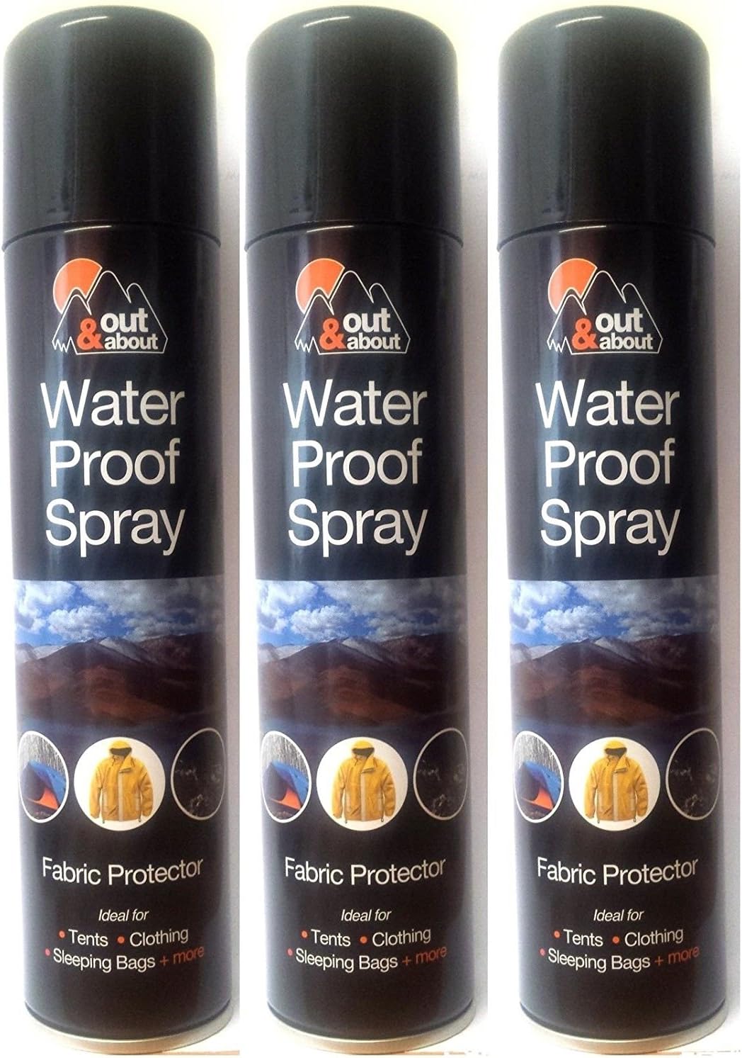 3 x WATER PROOF SPRAY - Ideal For Tent Sleeping Bags, Rucksacks, Shoes, Boots & Umbrellas Outing Fishing Camping Fabric Protector 300ml by Wilsons Direct - By Pajee