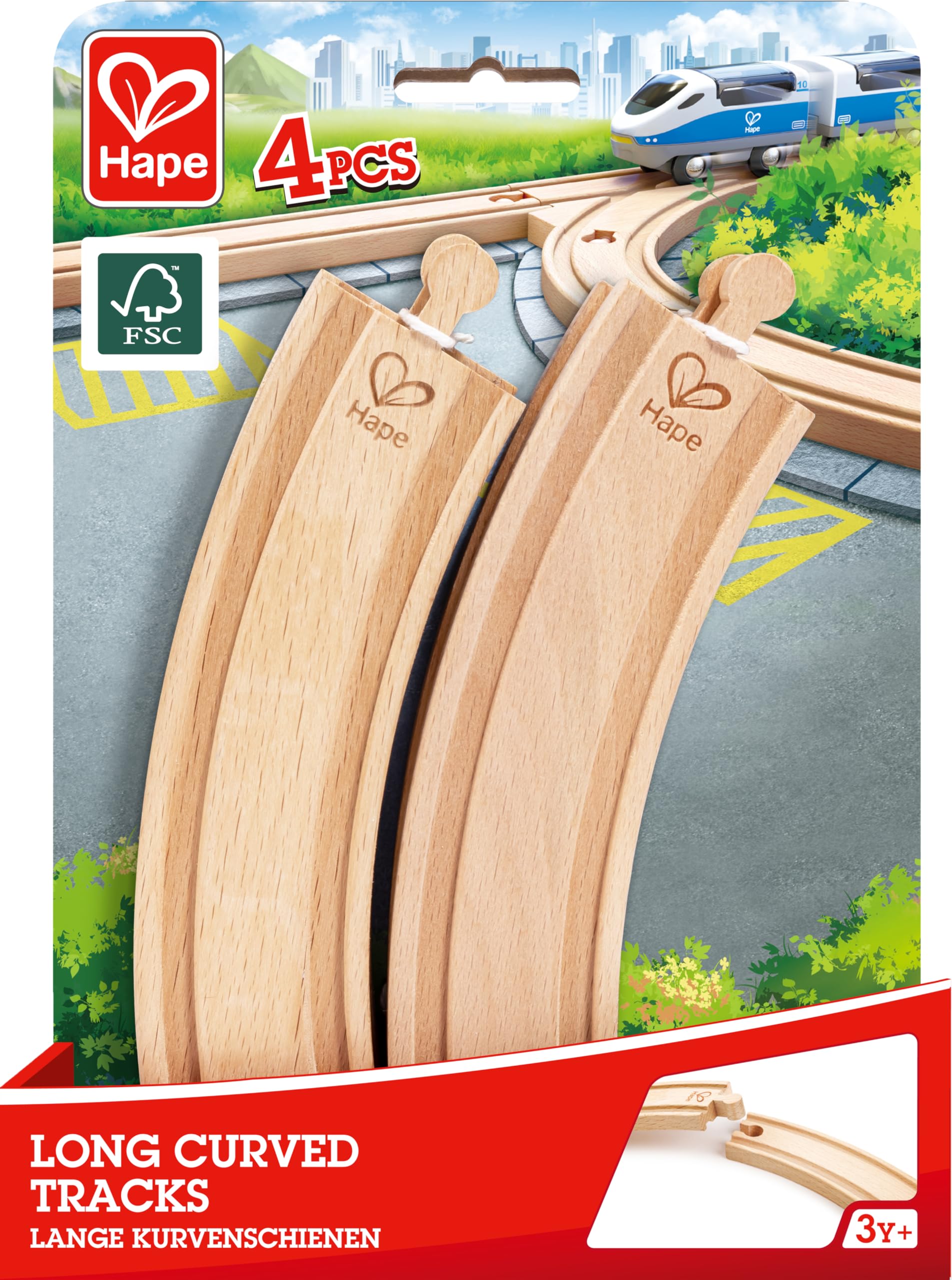 Hape Długie szyny kolarskie drewniane, 4 sztuki