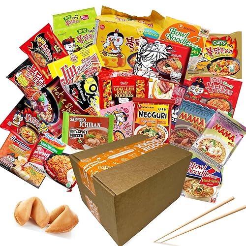 Paquete variado de fideos ramen instantáneos originales con 2 galletas y palillos (original)