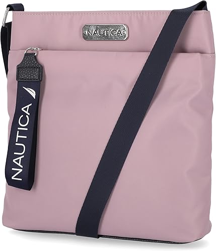 Nautica Diver - Bolso cruzado pequeño de nailon para mujer con correa de hombro ajustable Negro, Bright Red, Hot Pink, Azul, Rosa lila, Lime,